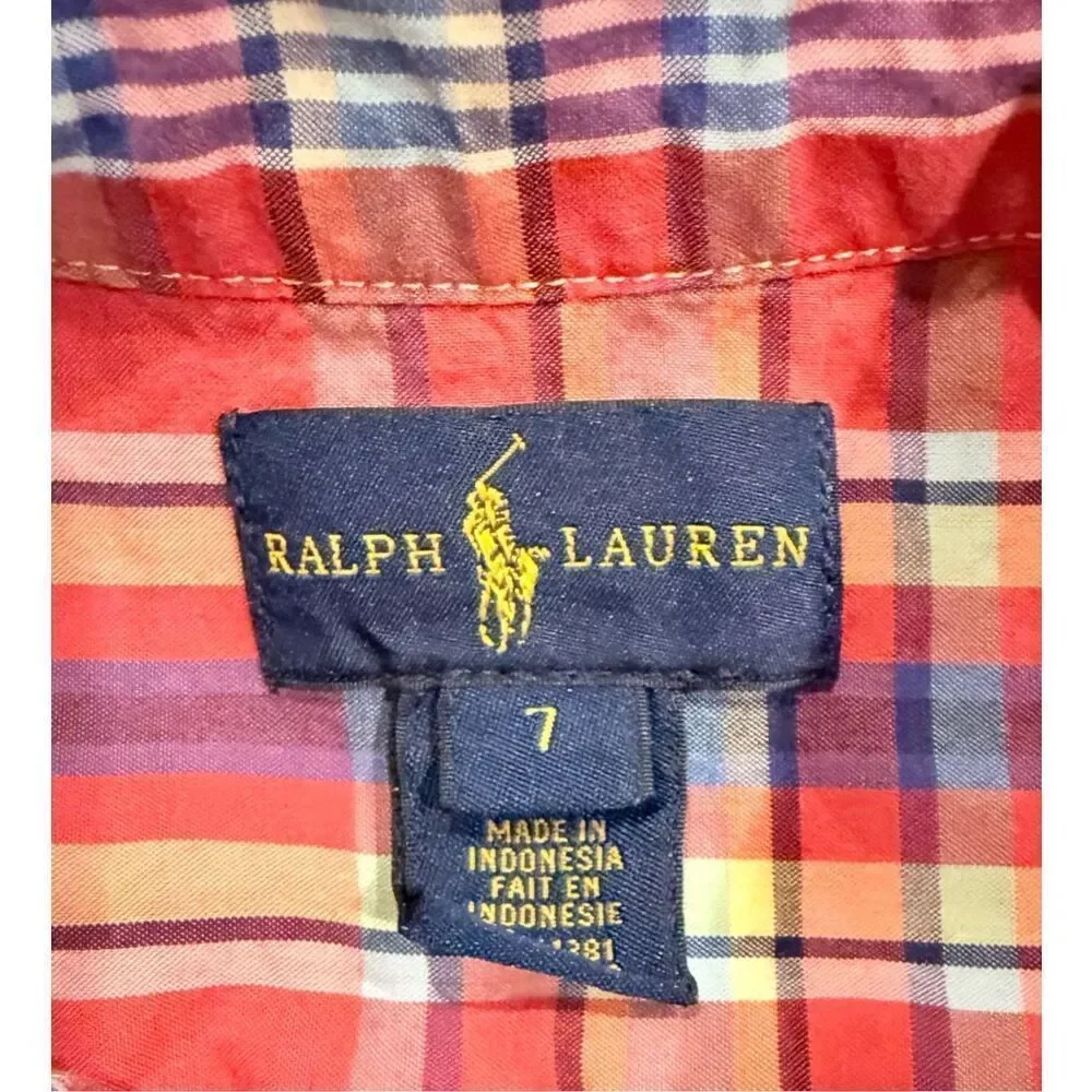 Ralph Lauren Boys Plaid Button Down Shirt Sz. 7. Preppy Classic